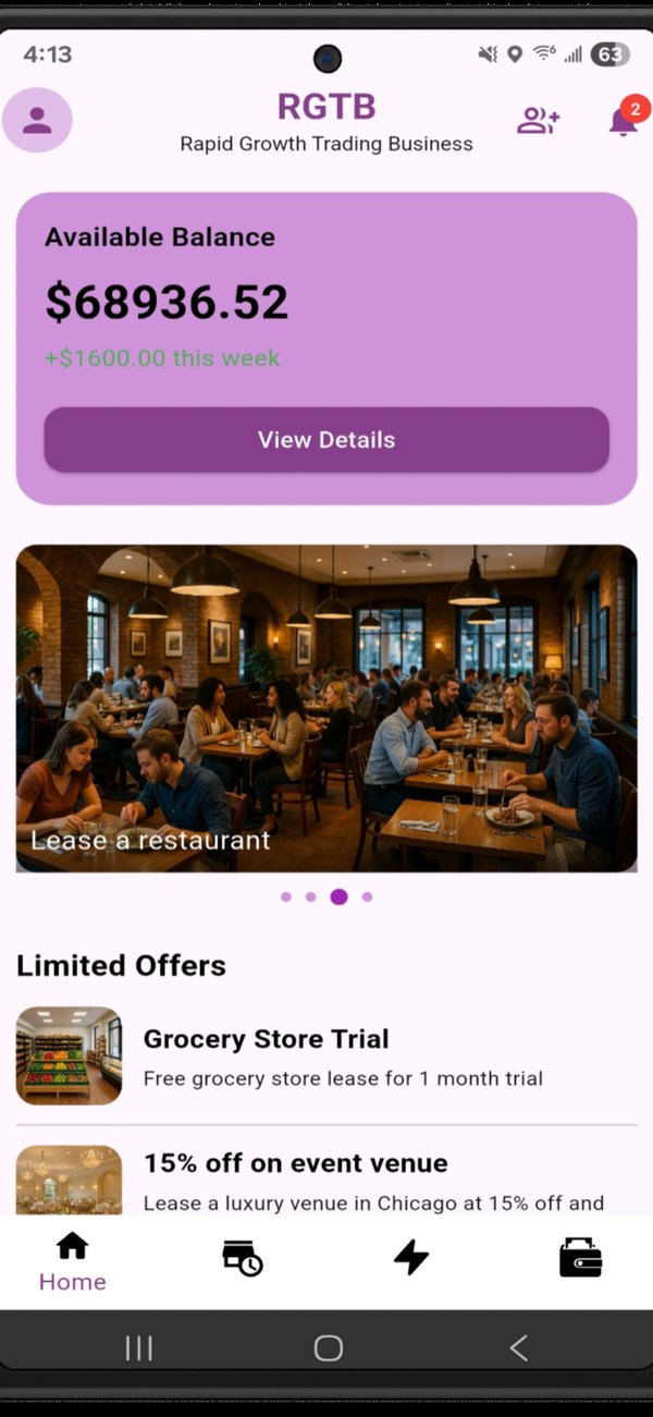 Home screen showing balance and check-in